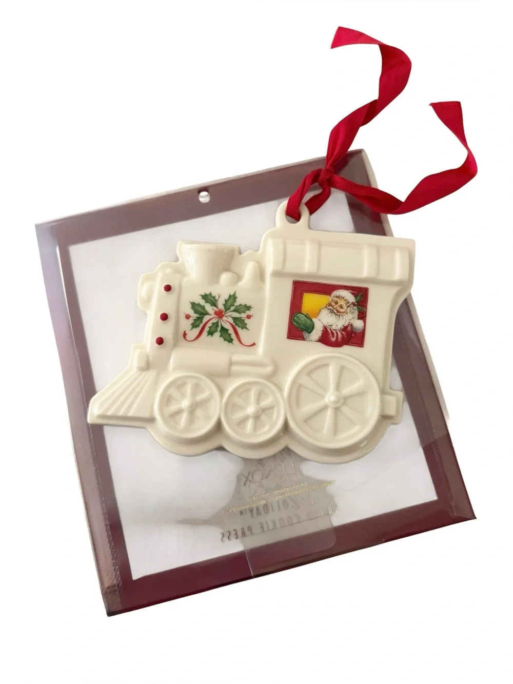 Lenox Holiday Train Cookie Press Porcelain Christmas Ornament